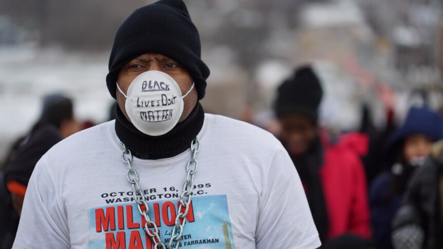 Protester in Flint, Michigan