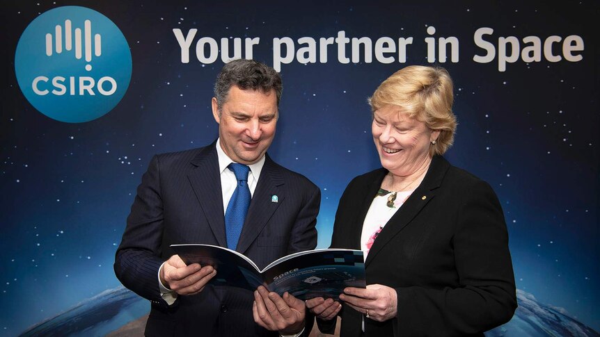CSIRO chief executive Dr Larry Marshall and Australian Space Agency boss Dr Megan Clark