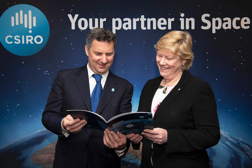 CSIRO chief executive Dr Larry Marshall and Australian Space Agency boss Dr Megan Clark