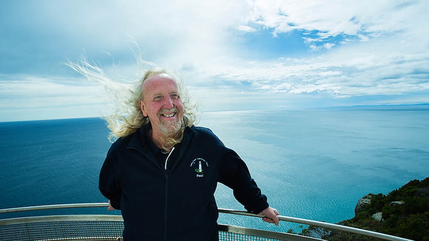 Paul Wheeler at the top of the Table Cape lighthouse