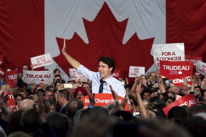Justin Trudeau during a campaign rally
