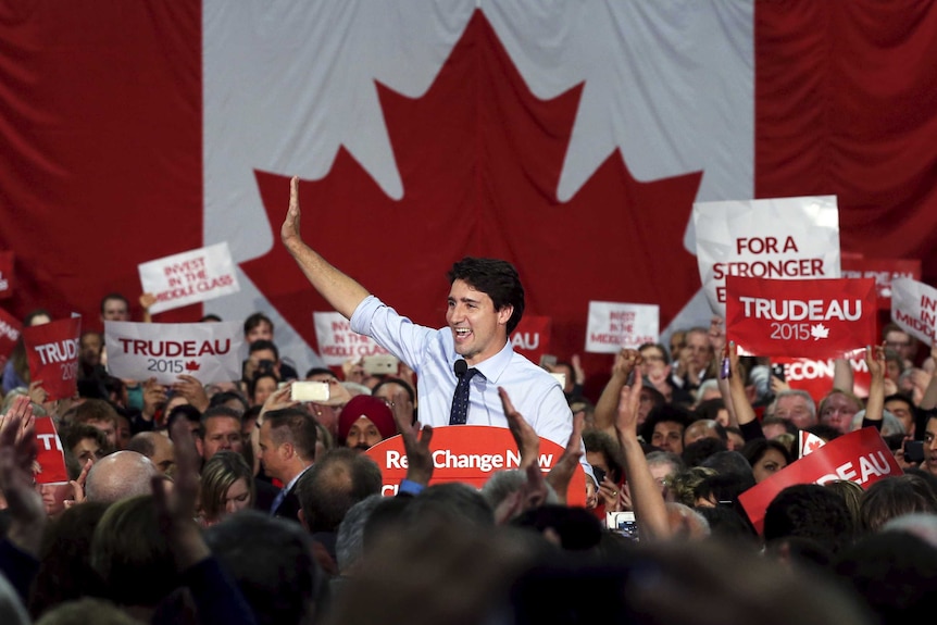 Justin Trudeau during a campaign rally