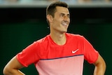 Testing encounter ... Bernard Tomic reacts in his second-round match against Simone Bolelli