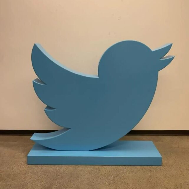 A statue in the shape of Twitter’s bird logo 