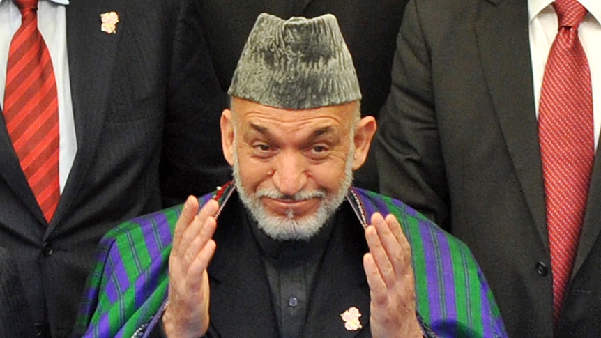 Afghan president Hamid Karzai at the Tokyo conference