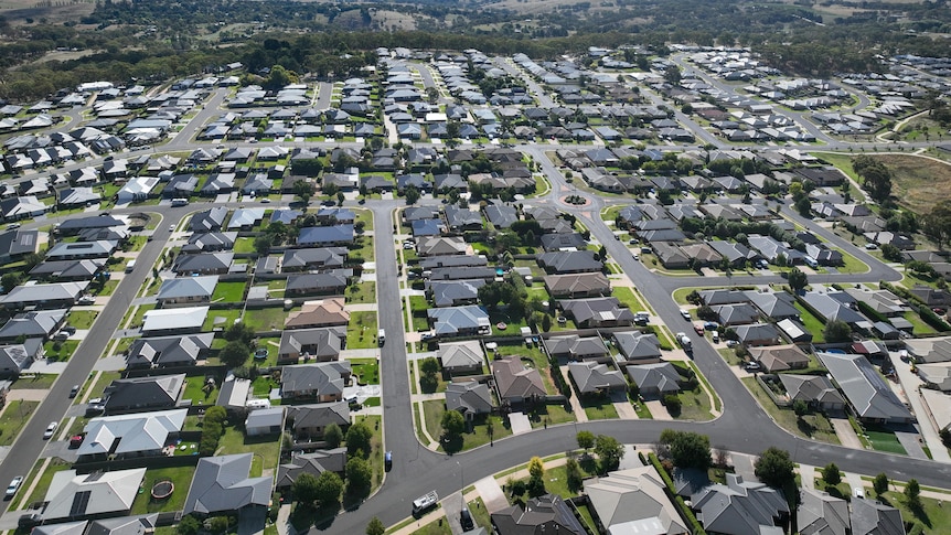 An aerial shot of a new suburb