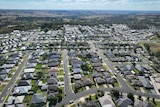 An aerial shot of a new housing suburb
