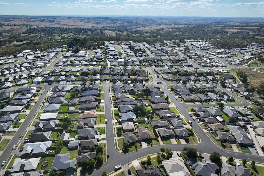 An aerial shot of a new suburb