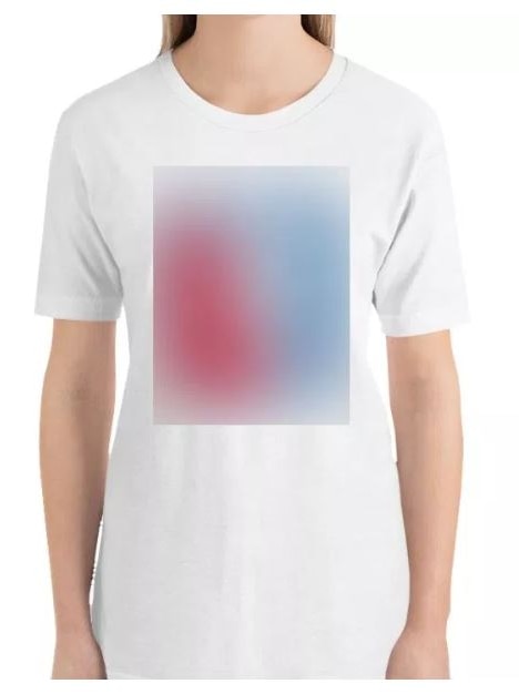 A t-shirt design that has been blurred out advertised on a website