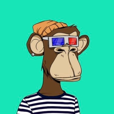 A cartoon ape in a stripey shirt and 3D glasses