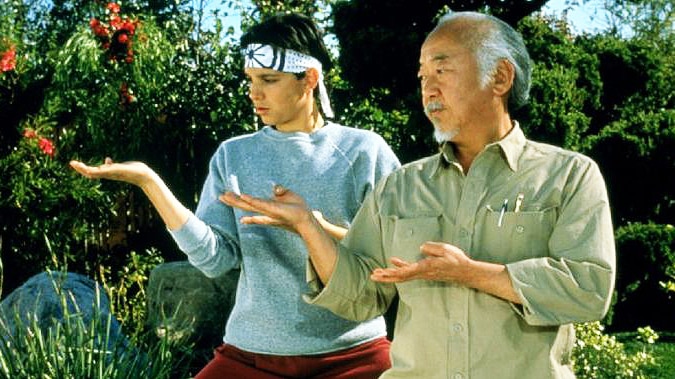 Screengrab of Mr Miyagi and The Karate Kid to depict a successful mentor mentee relationship.