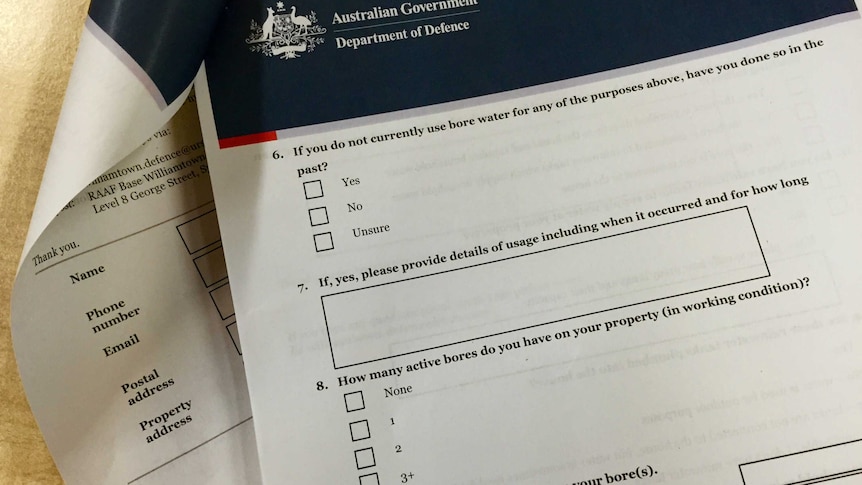 Defence survey on local bore water use