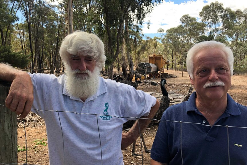 Emu farmers Phil Lacey and Wigand Schaletzki