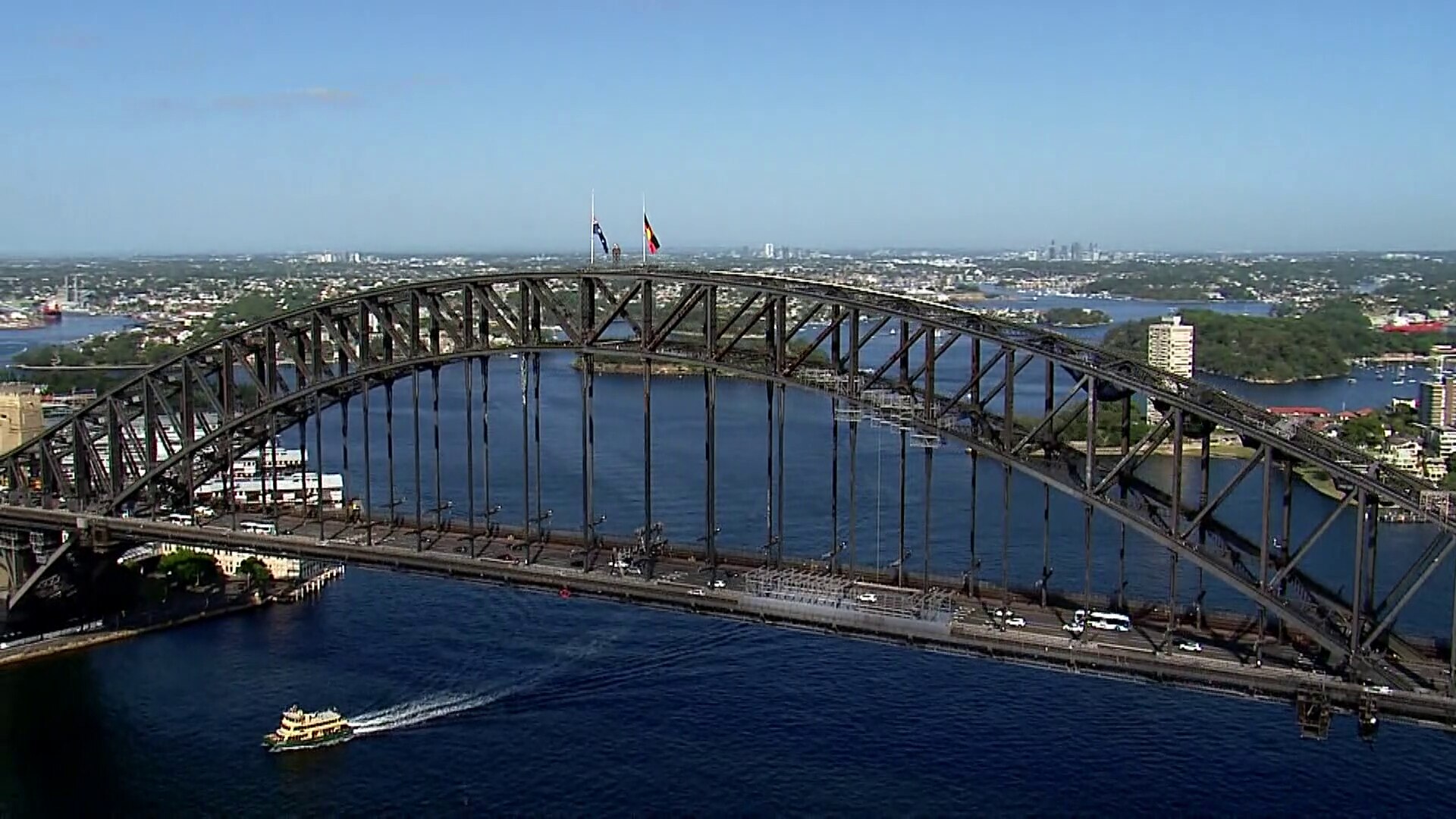 Flags on the Sydney Harbour Bridge at half-mast - ABC News