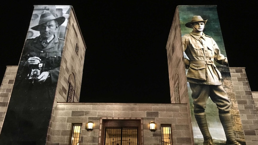Projections on the front of the Australian War Memorial