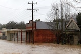 A street in Creswick, Victoria, is flooded after days of heavy rainfall.