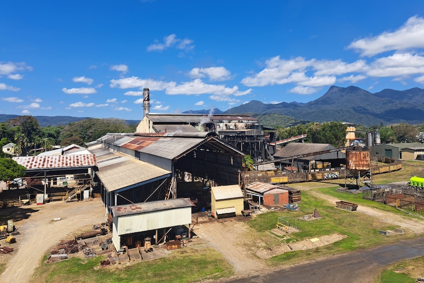 A sugar mill complex, as seen from above.