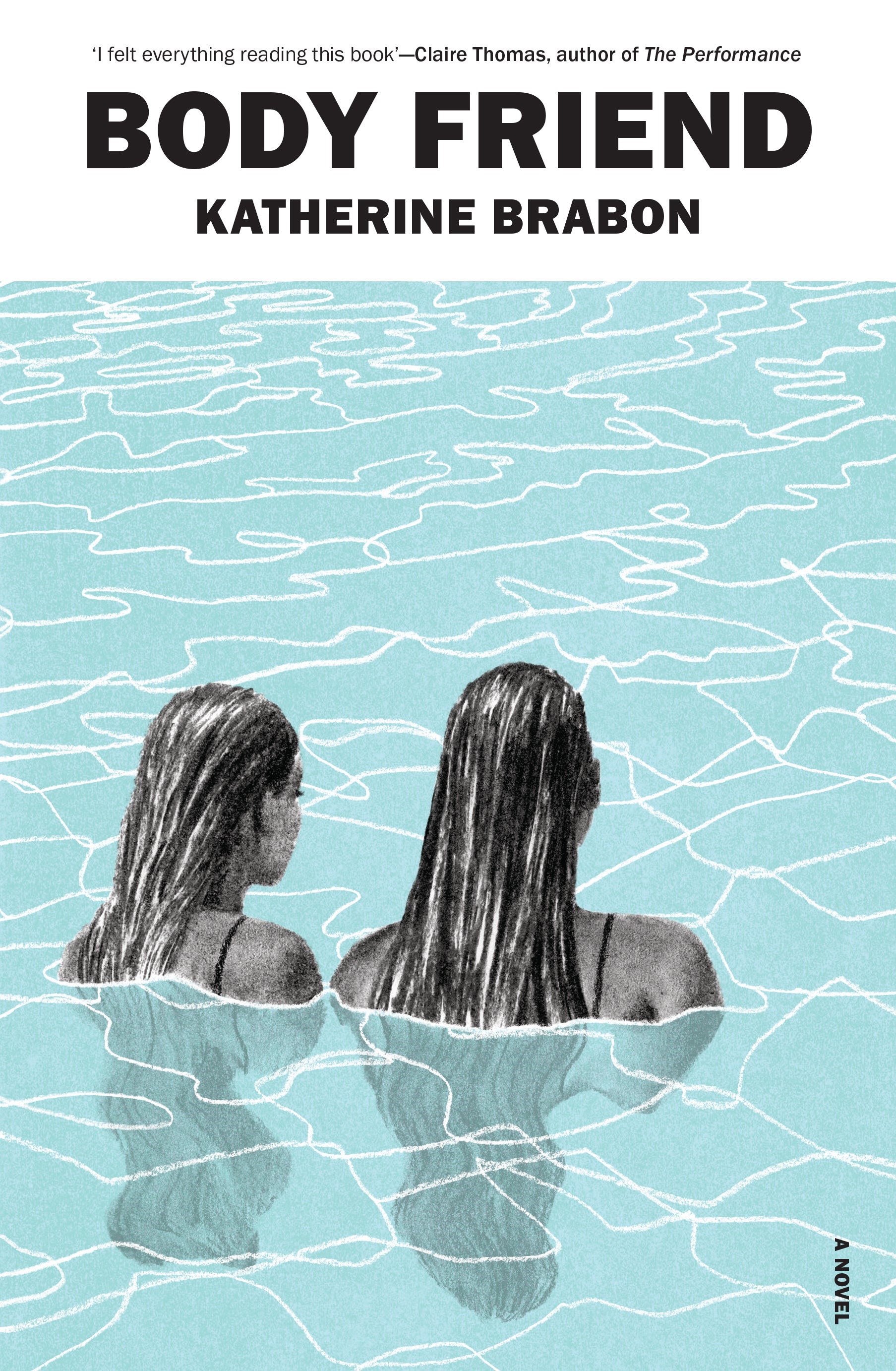 A book cover showing an illustration of two young, long-haired female swimmers standing in water, facing away from the camera