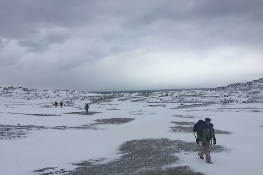 Trudging through the snow