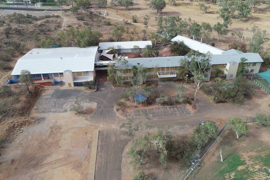 A school as viewed from the air.