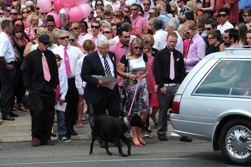 Mourners at Sarah Cafferkey's funeral