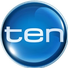 The logos for Network Ten (a blue circle with white text saying "ten") and CBS (a dark grey circle with a silver eye shape).