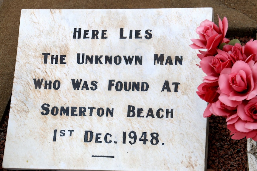 The Somerton Man's grave and headstone in Adelaide's West Terrace cemetery.