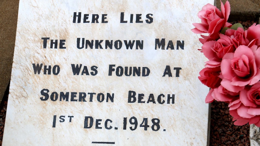 The Somerton Man's grave and headstone in Adelaide's West Terrace cemetery.