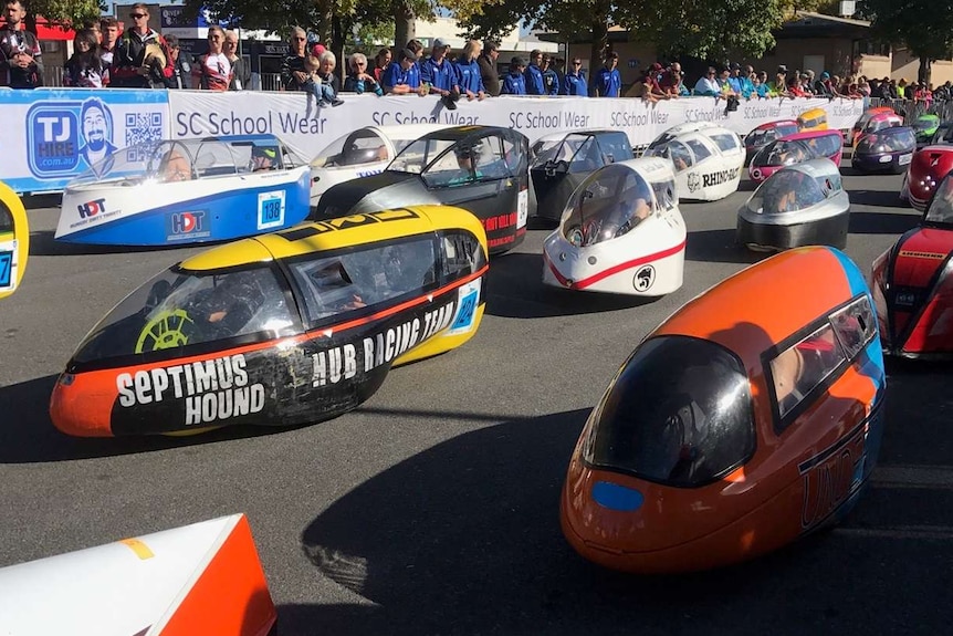 Cars taking part in the Australian International Pedal Prix in Loxton.