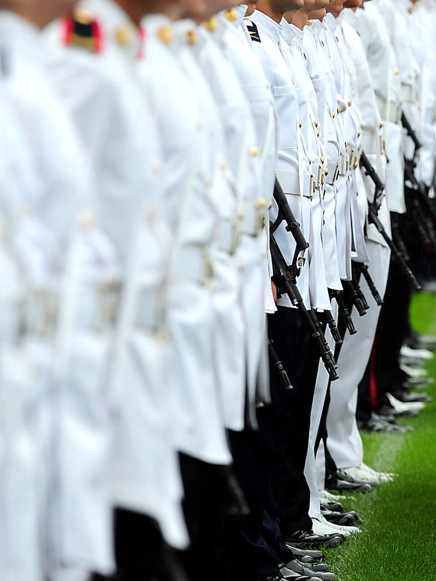 Officer Cadets on parade at ADFA.