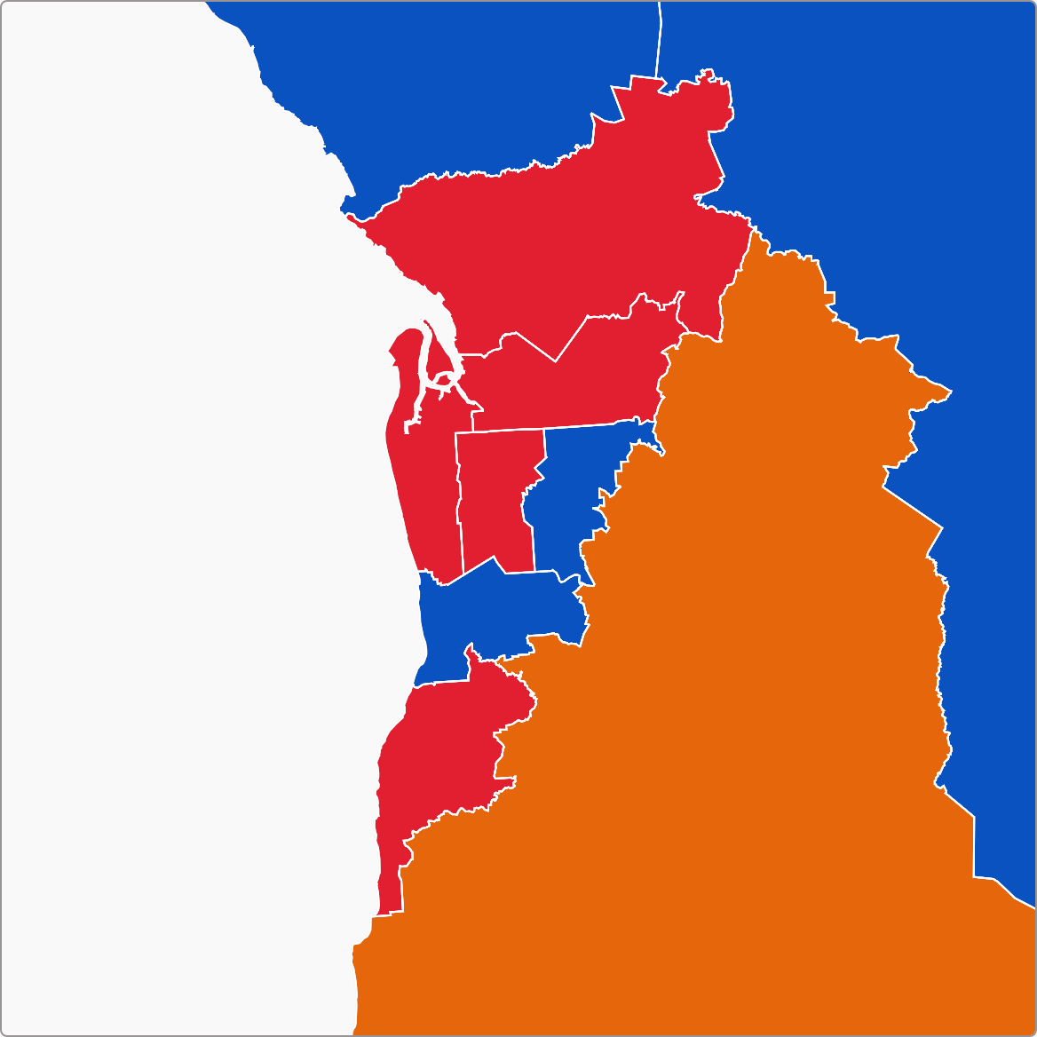 A map showing the 2019 electoral result in Adelaide.