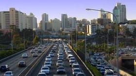 A traffic jam on a Brisbane road.