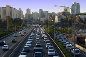 A traffic jam on a Brisbane road.