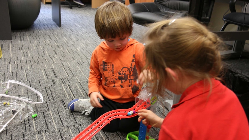 Luka Pamphilon playing with his sister Mia