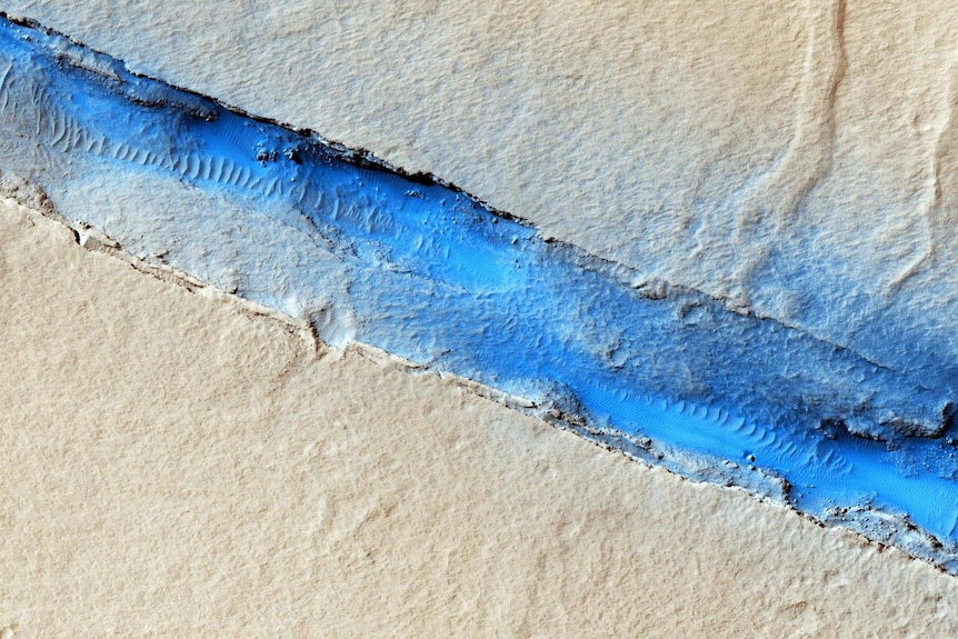 Image of Cerberus Fossae on Mars taken by an orbiting spacecraft