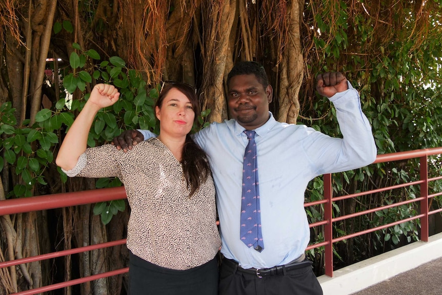 Conrad Rory and Lauren Mellor outside Darwin Local Court.