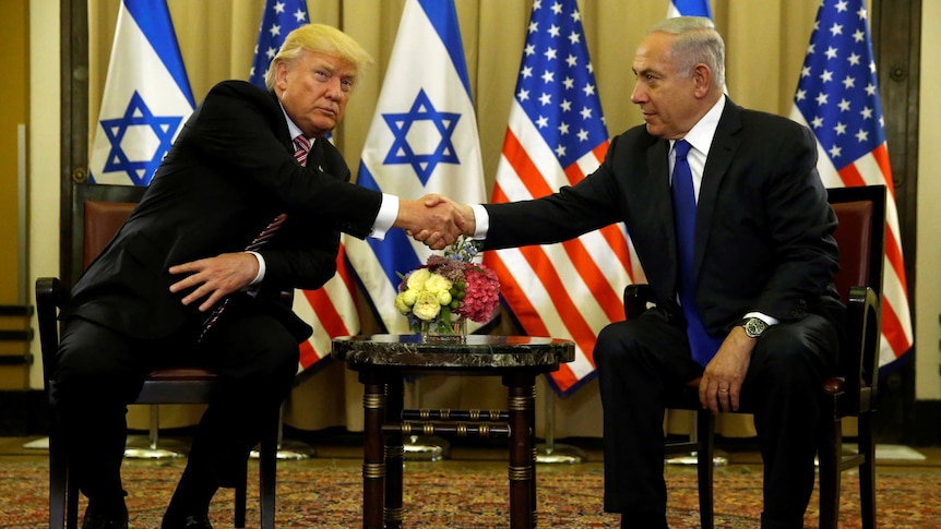 Mr Trump held talks with Mr Netanyahu (R) in Jerusalem. (Photo: Reuters/Jonathan Ernst)