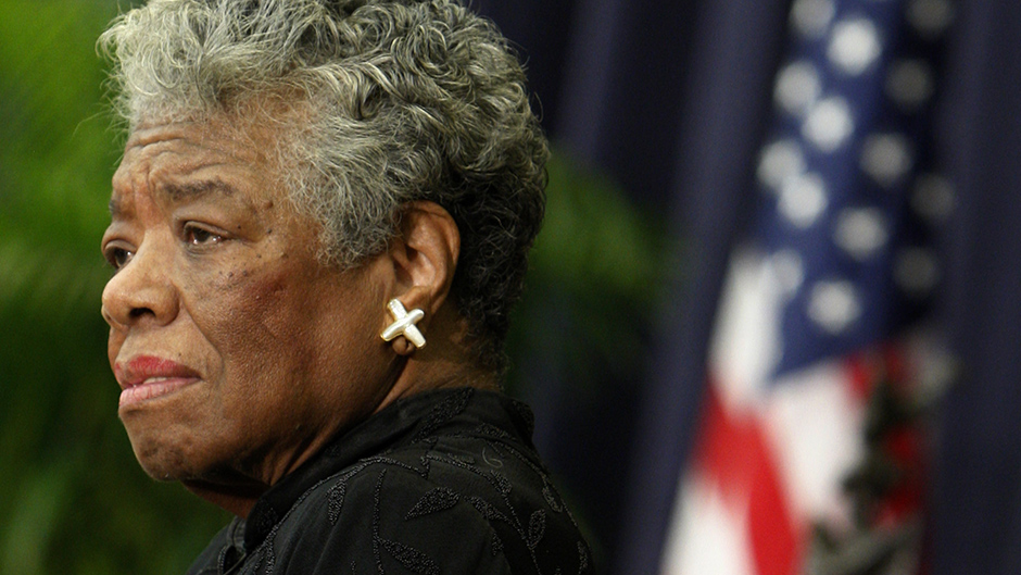 US poet Maya Angelou speaks during a ceremony to honour South African Archbishop Emeritus Desmond Tutu.