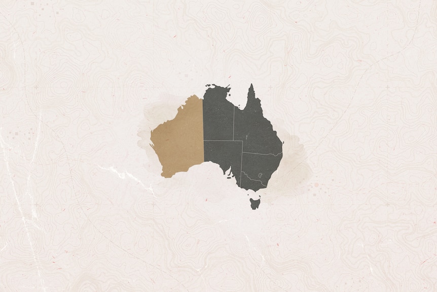 Map of Australia with the state of Western Australia highlighted.