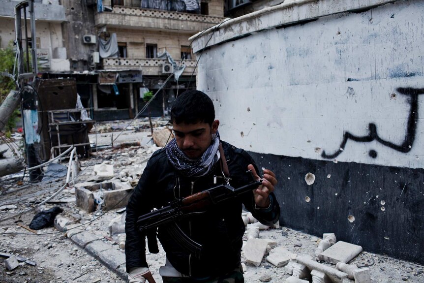 Mustafa, a fighter from the Shohada al Haq brigade of the Free Syrian Army