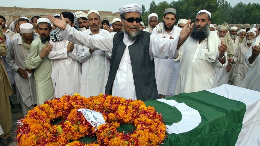 Funeral ceremony for Pakistani solider in 2014 after US strike