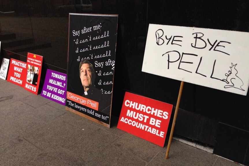 Royal Commission placards target George Pell