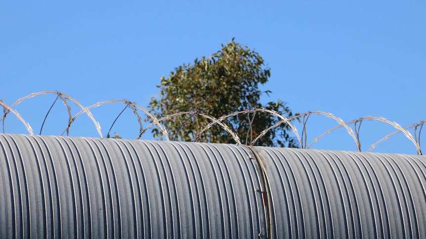 Barbed wire around the Banksia Hill Detention Centre.