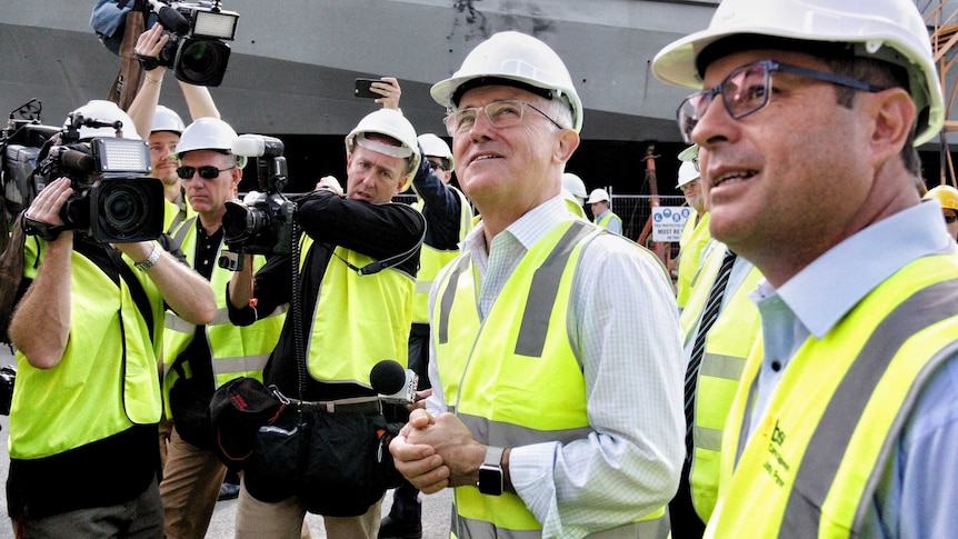 Malcolm Turnbull visits a shipbuilding and maintenance yard in Cairns.