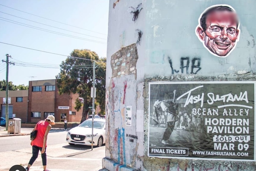 Several caricatured heads daubed with expletives were found in Manly, Mosman and Seaforth.