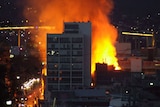 Myer Hobart fire at night