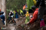 Spectators watch a stage of the Enduro World Series