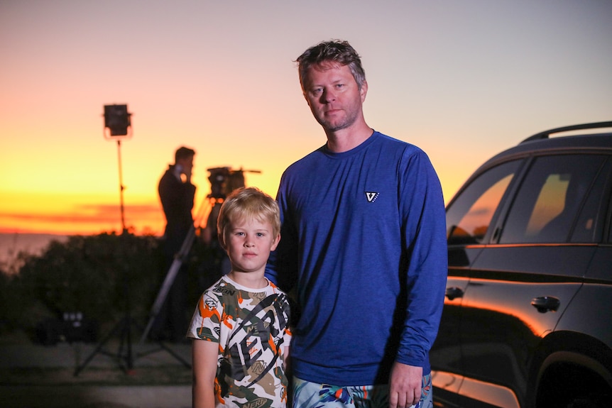 Michiel Visser and his son at Leighton Beach.