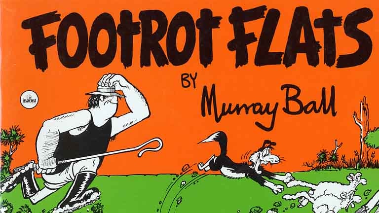 Cover of a Murray Ball's book, titled Footrot Flats