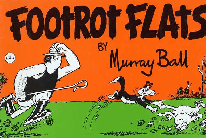 Cover of a Murray Ball's book, titled Footrot Flats